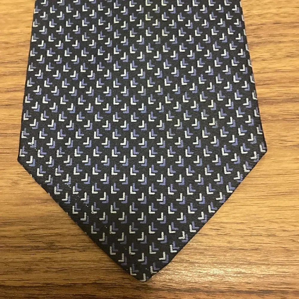 Lancel NWOT Silk Tie in Blue Signature Lancel Print. Made in Italy.